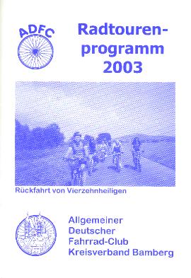 Titelblatt des Radtourenprogramms 2003